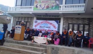 ने.का. भीरकोट का सभापति तोयानाथ अर्याल ले प्रमुख अतिथि तथा अन्य अतिथि लगाएत उपस्थित महानुभाव हरु  लाइ आफ्नो मन्तब्य द्वारा स्वागत  गर्दै 